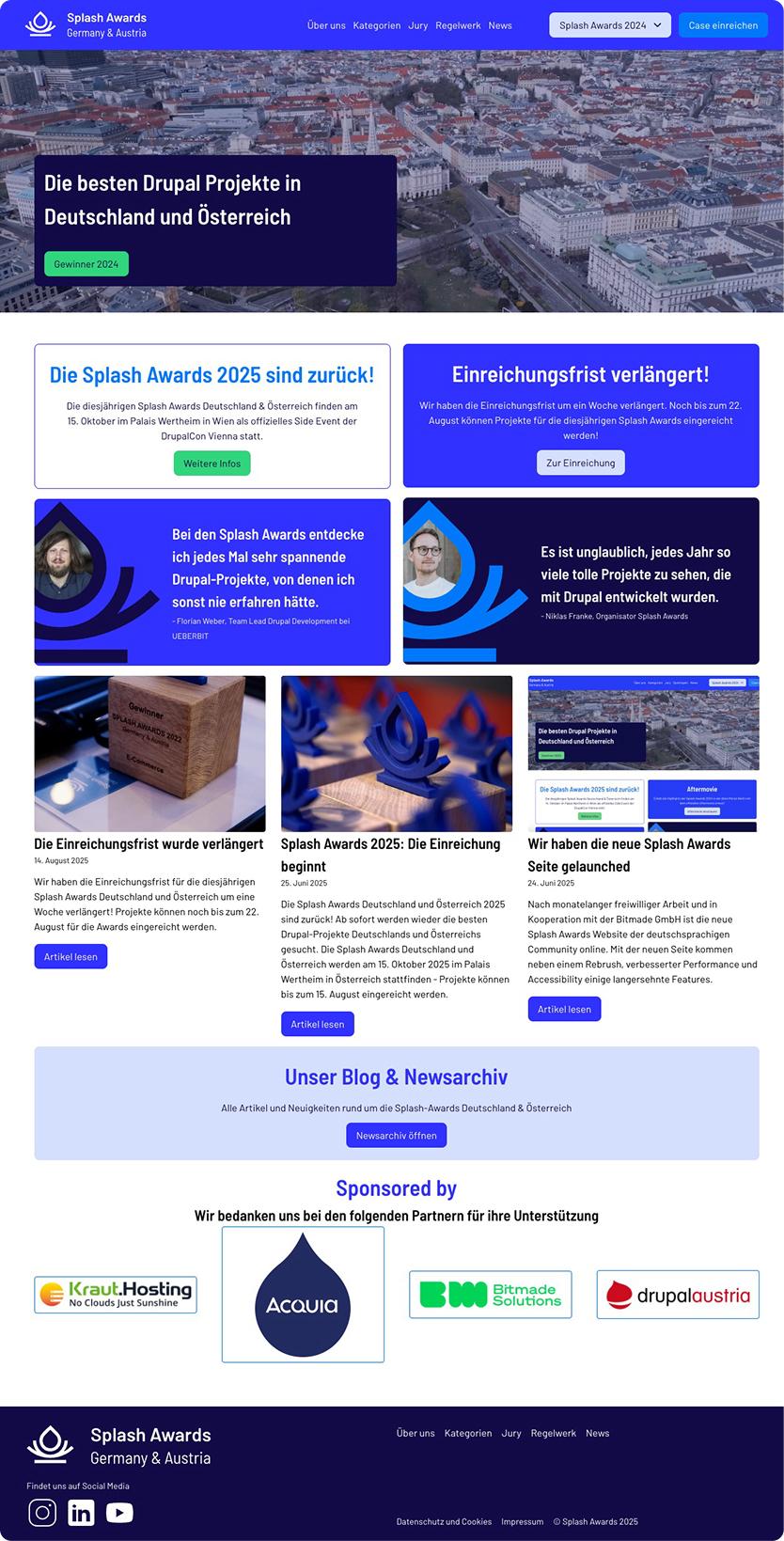 Ein Screenshot der Splash Awards Website
